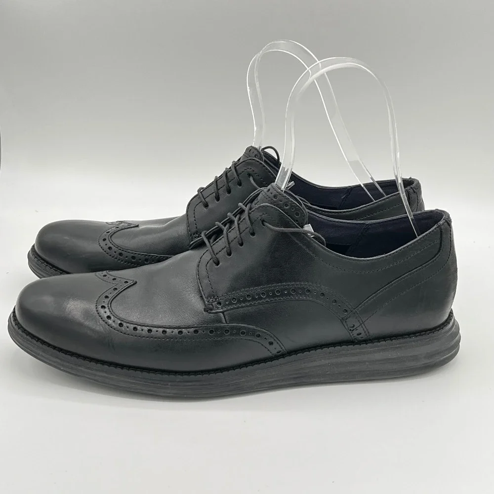 Cole Haan Original Grand Lunar‎ Wingtip Mens 11.5M Black Leather Shoes Career